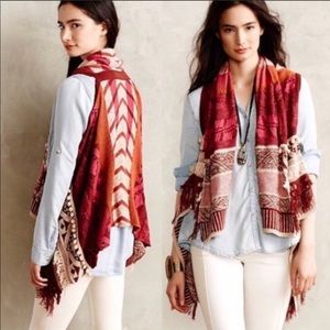 ❤️Anthro Pom Boho Wrap Knit Tassel Sweater Vest💓